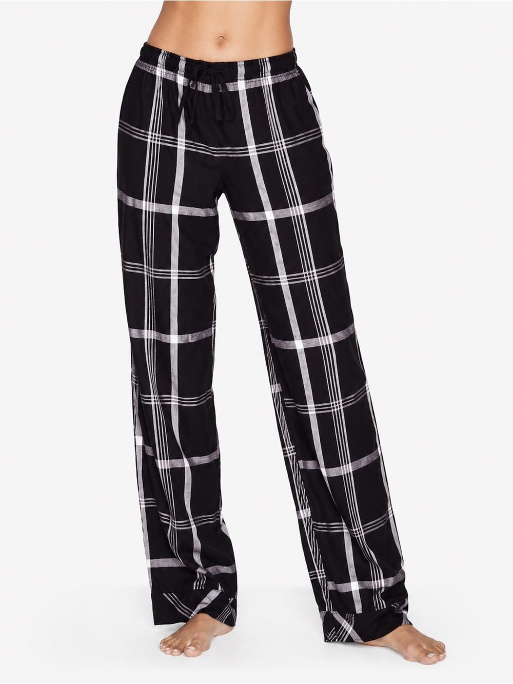 Victoria’s Secret Plaid Lounge Pants Black White Pink Size M